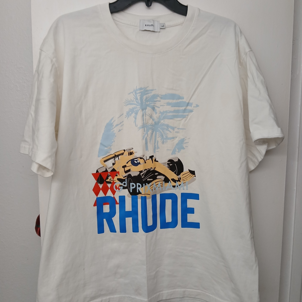 Rhude Graphic T-Shirt in Cream and Blue
